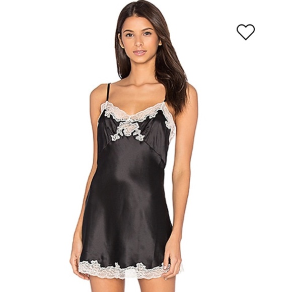 victoria's secret lingerie lace and satin slip dress - black & white, size s - Picture 1 of 8
